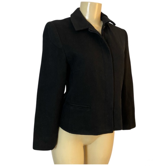 Vintage Louben Women Blazer 6P Black Wool Cashmere Button Front Jacket - Picture 4 of 6